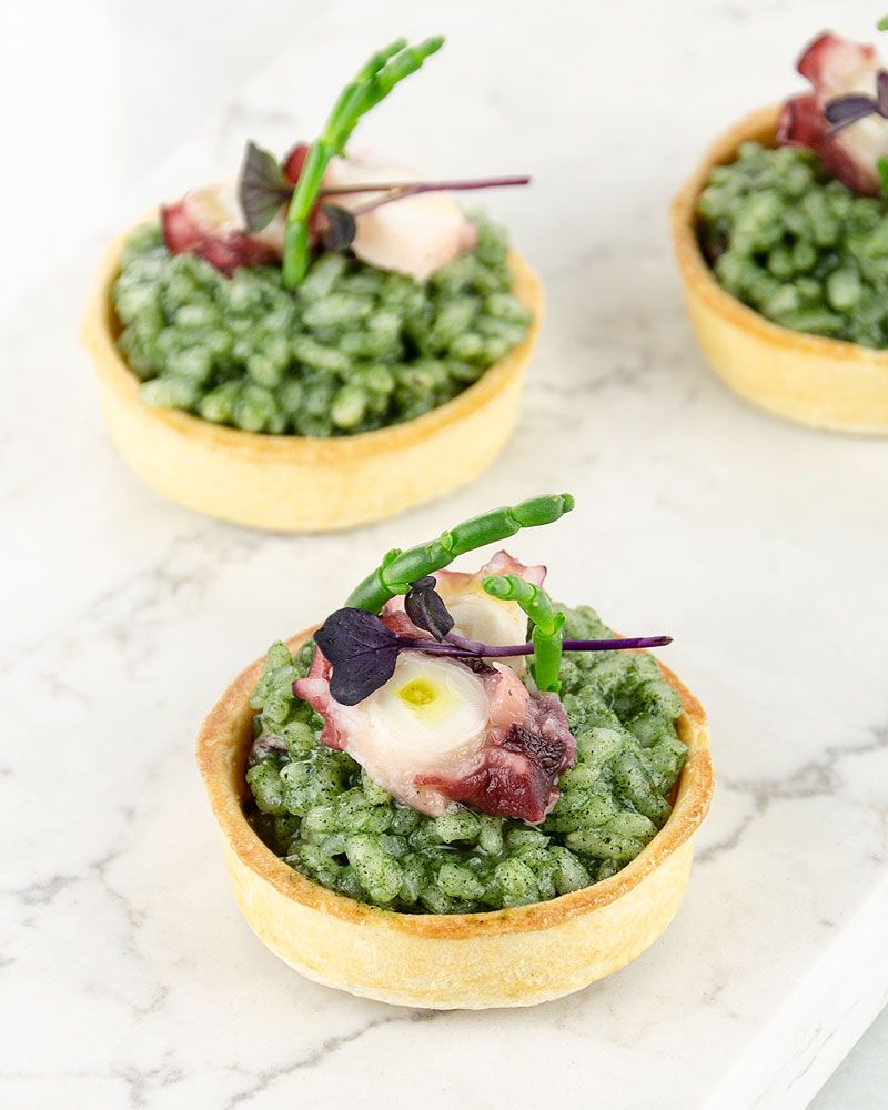 Tartaleta Cilindro 55mm con Arroz y Pulpo Tartaletas Cilindro 55mm con relleno salado